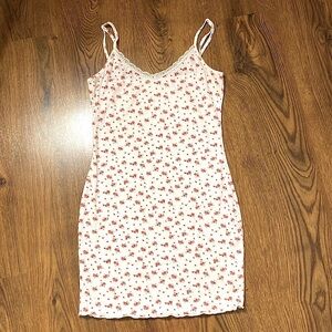 🎀🌷 White & Red Rose Floral Lace Trim Tank Dress 🌷🎀